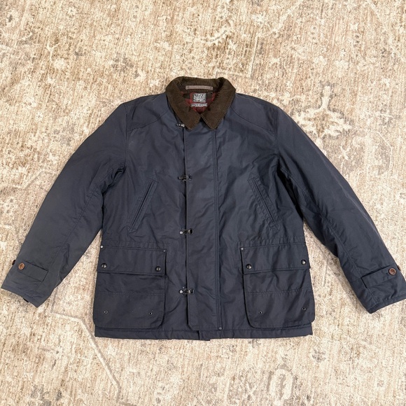 JCrew Field Coat Woodland Jacket Trade Sporting Good Men XL Navy + Plaid Flannel